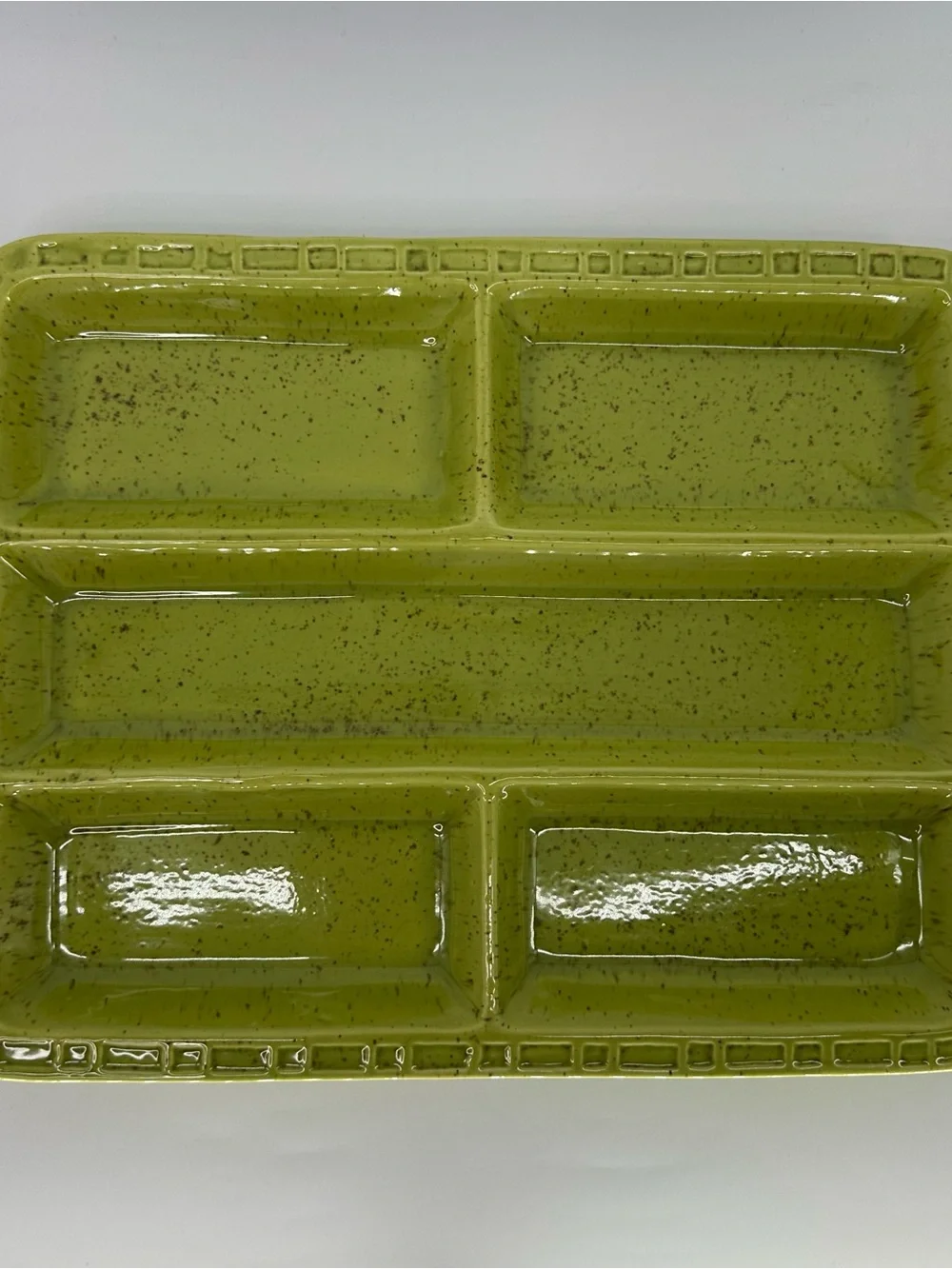 Made in California Green Ceramic Sectioned Serving Tray